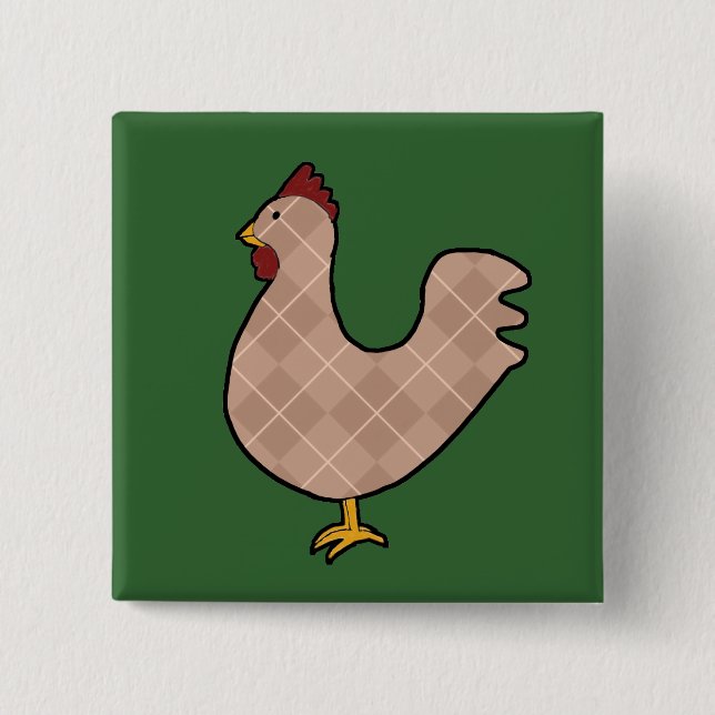 Argyle Folk Art Rooster Button (Front)
