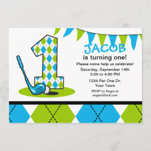 Argyle Golf 1st Birthday Invitation