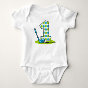 Argyle Golf 1st Birthday Personalized Baby Bodysuit