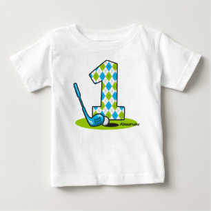 Argyle Golf 1st Birthday Personalized Baby T-Shirt