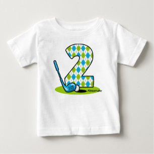 Argyle Golf 2nd Birthday Personalized Baby T-Shirt