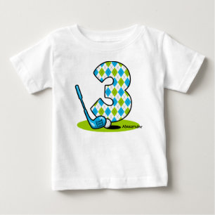 Argyle Golf 3rd Birthday Personalized Baby T-Shirt