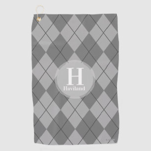 Argyle Golf Towel with Name and Initial - HAMbyWG