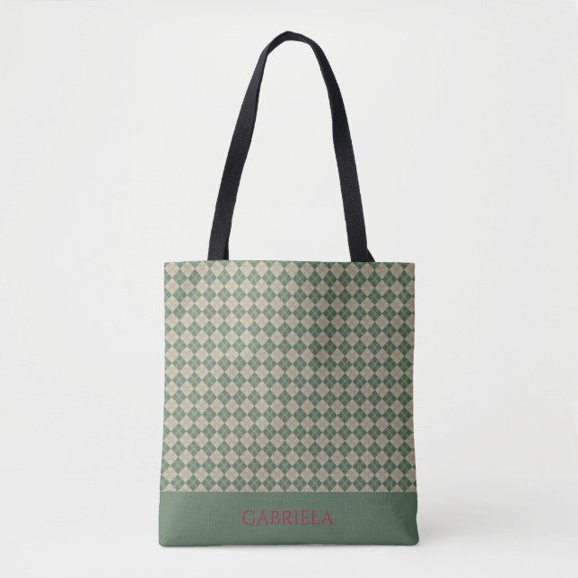  Argyle green pattern name  tote bag (Front)