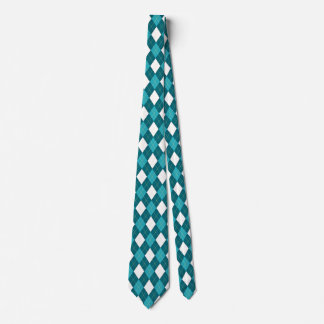 ARGYLE in Teal Blue & White (pattern design) ~~~ Tie