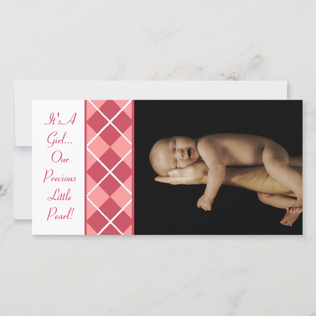Argyle - It's A Girl... Our Precious Little Pearl Announcement (Front)