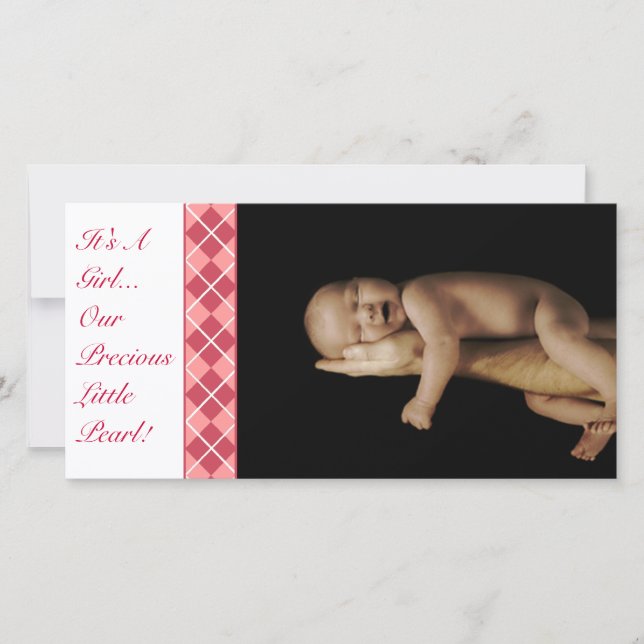 Argyle - It's A Girl... Our Precious Little Pearl Announcement (Front)