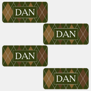 Argyle Knit Camo Green / Brown - Initials or Name