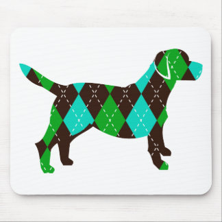 Argyle Labrador Dog Design (brown/blue/green) Mouse Pad