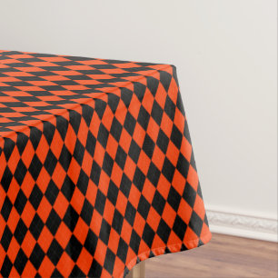 Argyle-Orange-Black-52x70 COTTON TABLECLOTH