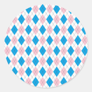 Argyle Pattern Classic Round Sticker