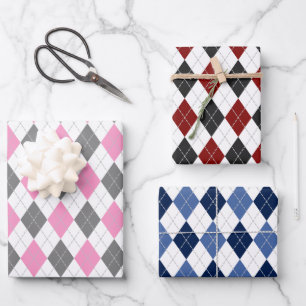 argyle pattern colour variety  wrapping paper shee