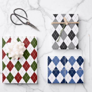 argyle pattern colour variety  wrapping paper sheet