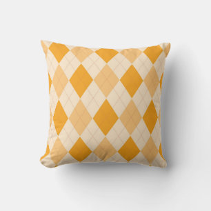 Argyle Pattern Diamond Design Geometric Orange Throw Pillow