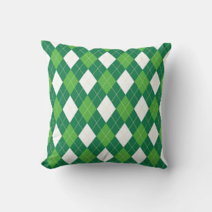 Argyle pattern, green and white, throw pillow