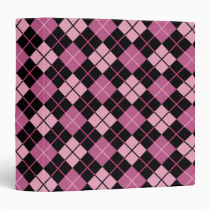 Argyle Pattern in Black and Pink Binder