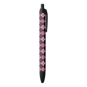 Argyle Pattern in Black and Pink Black Ink Pen