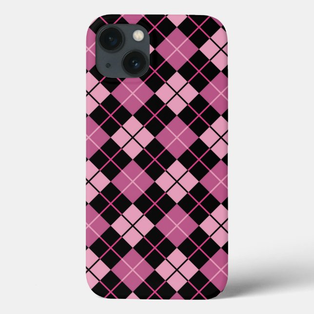 Argyle Pattern in Black and Pink Case-Mate iPhone Case (Back)