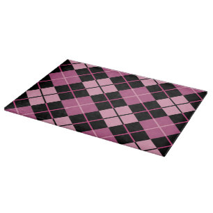 Argyle Pattern in Black and Pink Cutting Board