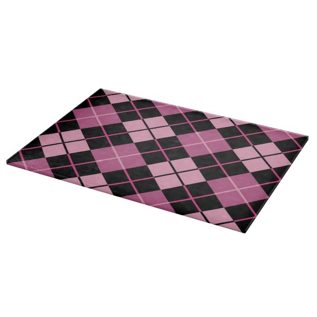 Argyle Pattern in Black and Pink Cutting Board (Corner)