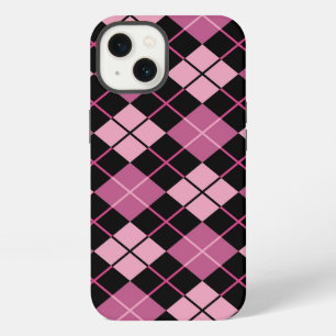 Argyle Pattern in Black and Pink iPhone 13 Case