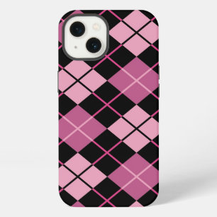 Argyle Pattern in Black and Pink iPhone 13 Case