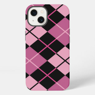 Argyle Pattern in Black and Pink iPhone 13 Case