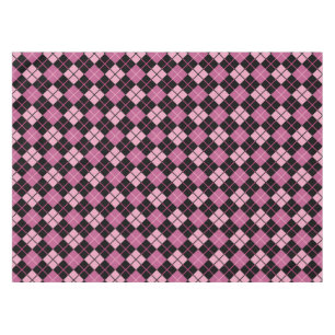 Argyle Pattern in Black and Pink Tablecloth