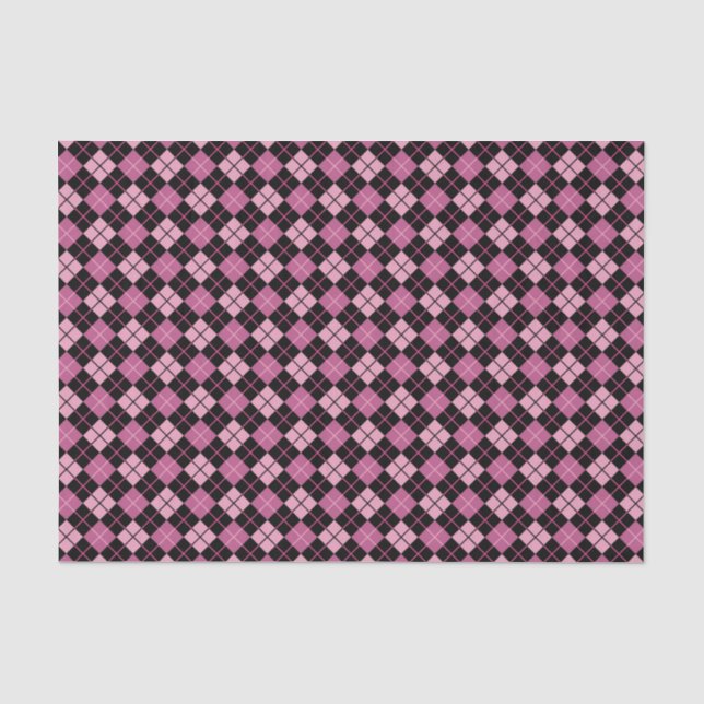 Argyle Pattern in Black and Pink Tissue Paper (Front)