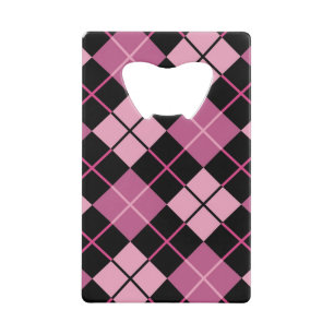 Argyle Pattern in Black and Pink Wallet Bottle Opener