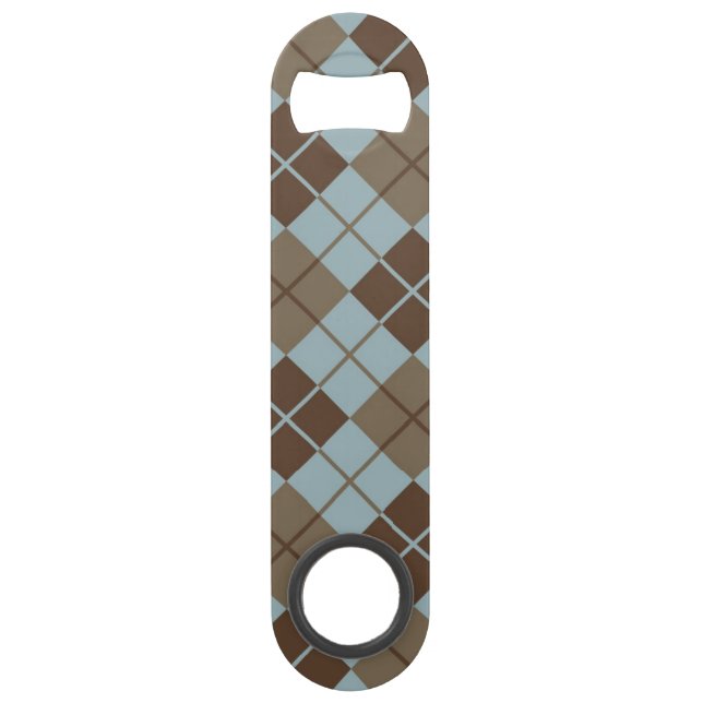 Argyle Pattern in Blue and Taupe Bar Key (Front)