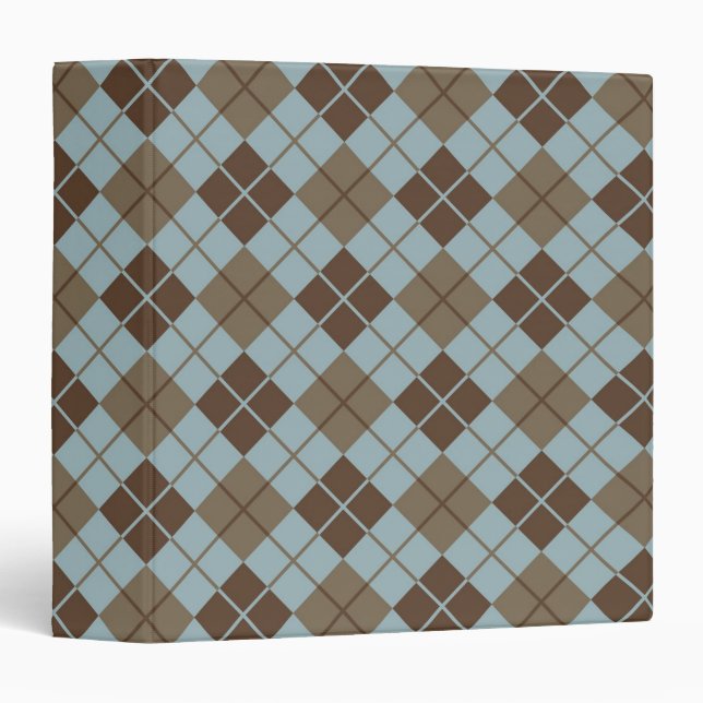 Argyle Pattern in Blue and Taupe Binder (Front/Spine)
