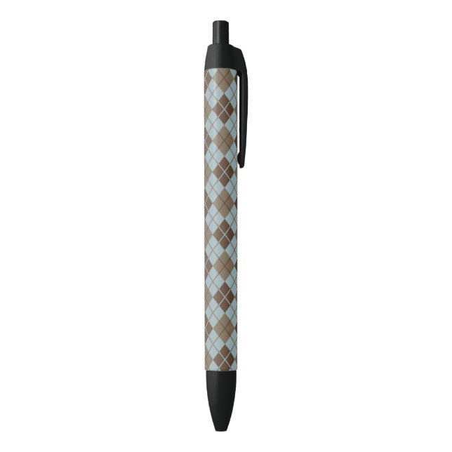 Argyle Pattern in Blue and Taupe Black Ink Pen (Bottom (Vertical))