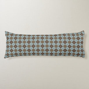 Argyle Pattern in Blue and Taupe Body Pillow