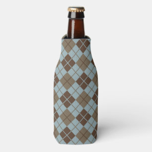 Argyle Pattern in Blue and Taupe Bottle Cooler