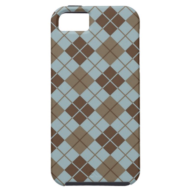 Argyle Pattern in Blue and Taupe Case-Mate iPhone Case (Back)