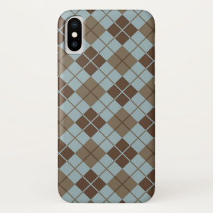 Argyle Pattern in Blue and Taupe iPhone X Case