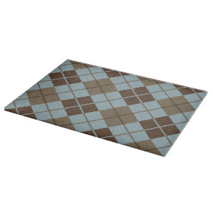 Argyle Pattern in Blue and Taupe Cutting Board