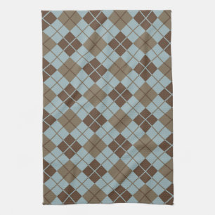 Argyle Pattern in Blue and Taupe Kitchen Towel