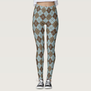 Argyle Pattern in Blue and Taupe Leggings