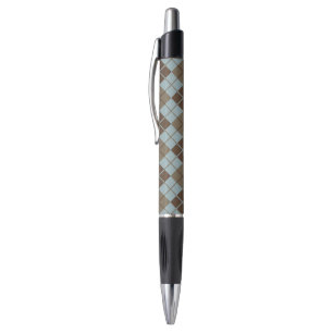 Argyle Pattern in Blue and Taupe Pen