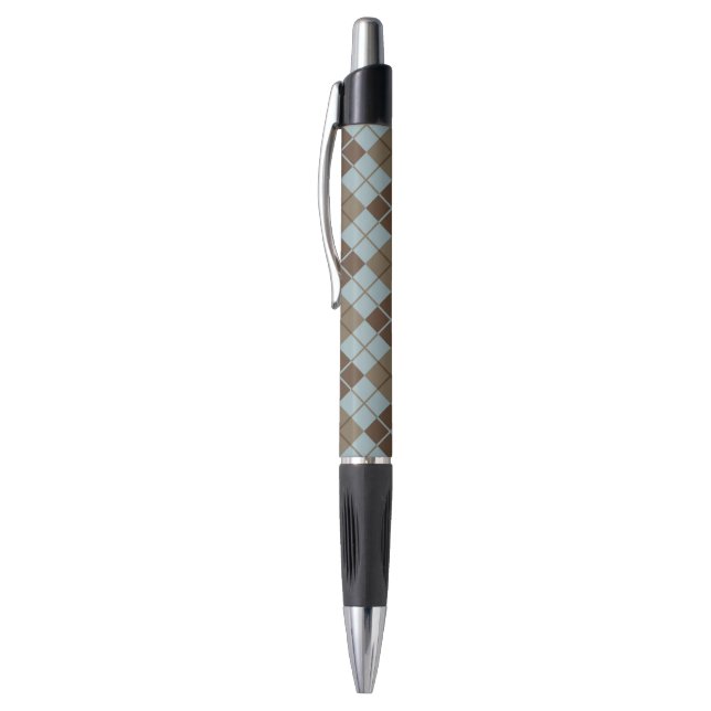 Argyle Pattern in Blue and Taupe Pen (Top (Vertical))