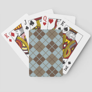Argyle Pattern in Blue and Taupe Playing Cards