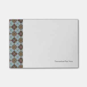 Argyle Pattern in Blue and Taupe Post-it Notes