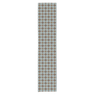 Argyle Pattern in Blue and Taupe Short Table Runner