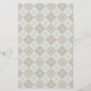 Argyle Pattern in Blue and Taupe Stationery