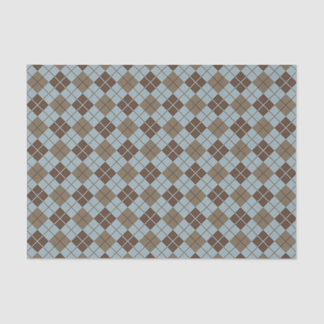 Argyle Pattern in Blue and Taupe Tissue Paper (Front)