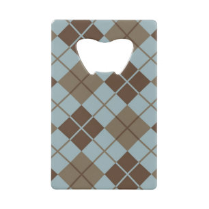 Argyle Pattern in Blue and Taupe Wallet Bottle Opener