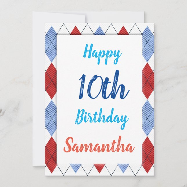 Argyle Pattern In Red And Blue Card (Front)