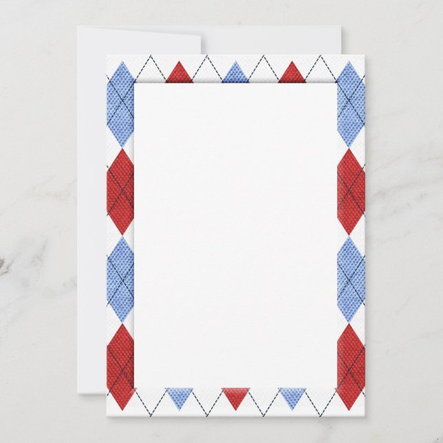Argyle Pattern In Red And Blue DIY Card (Front)